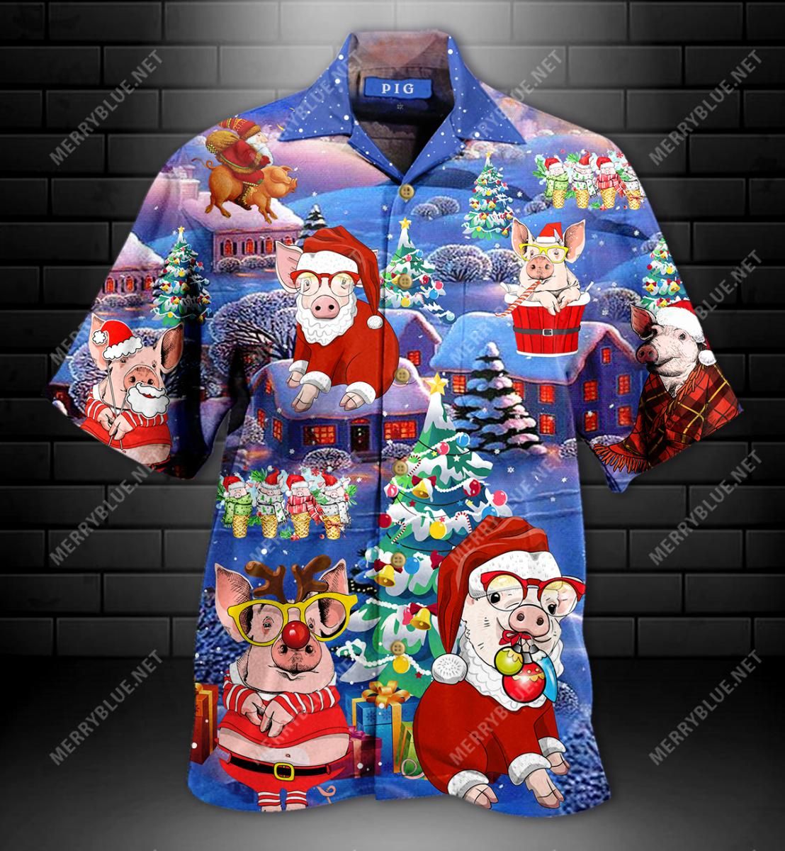 All I Want For Christmas Is Pig Aloha Hawaiian Shirt Colorful Short Sleeve Summer Beach Casual Shirt For Men And Women