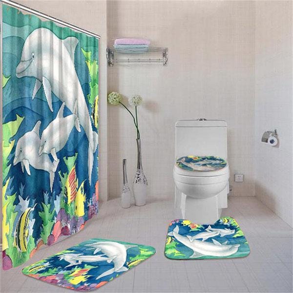 Bottlenose Dolphin Bathroom Rug Sets Dolphin Family Paul Bathroom Sets