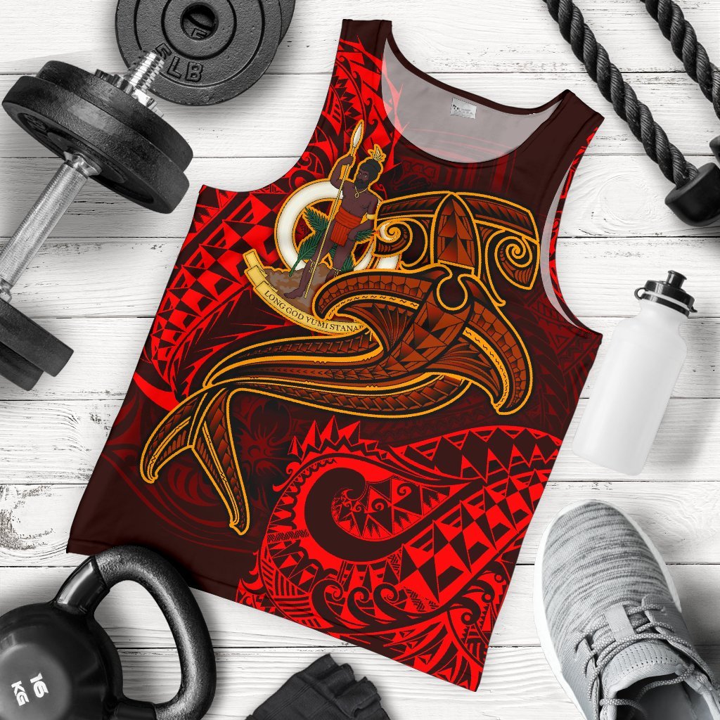 Vanuatu Polynesian Men’S Tank Top – Red Shark Polynesian Tattoo