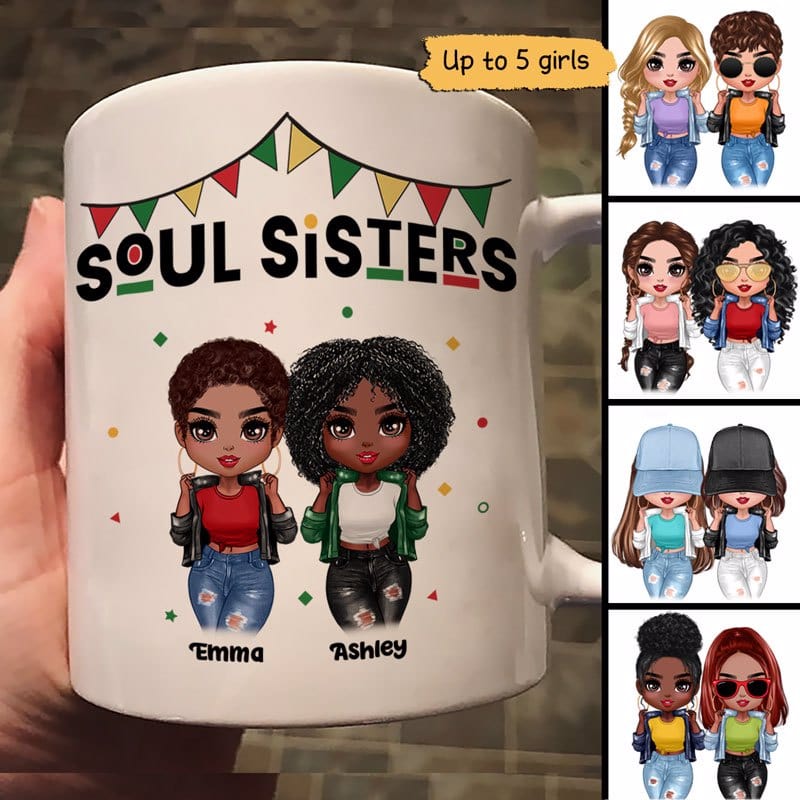 Sistas Flags Cool Doll Girls Personalized Mug