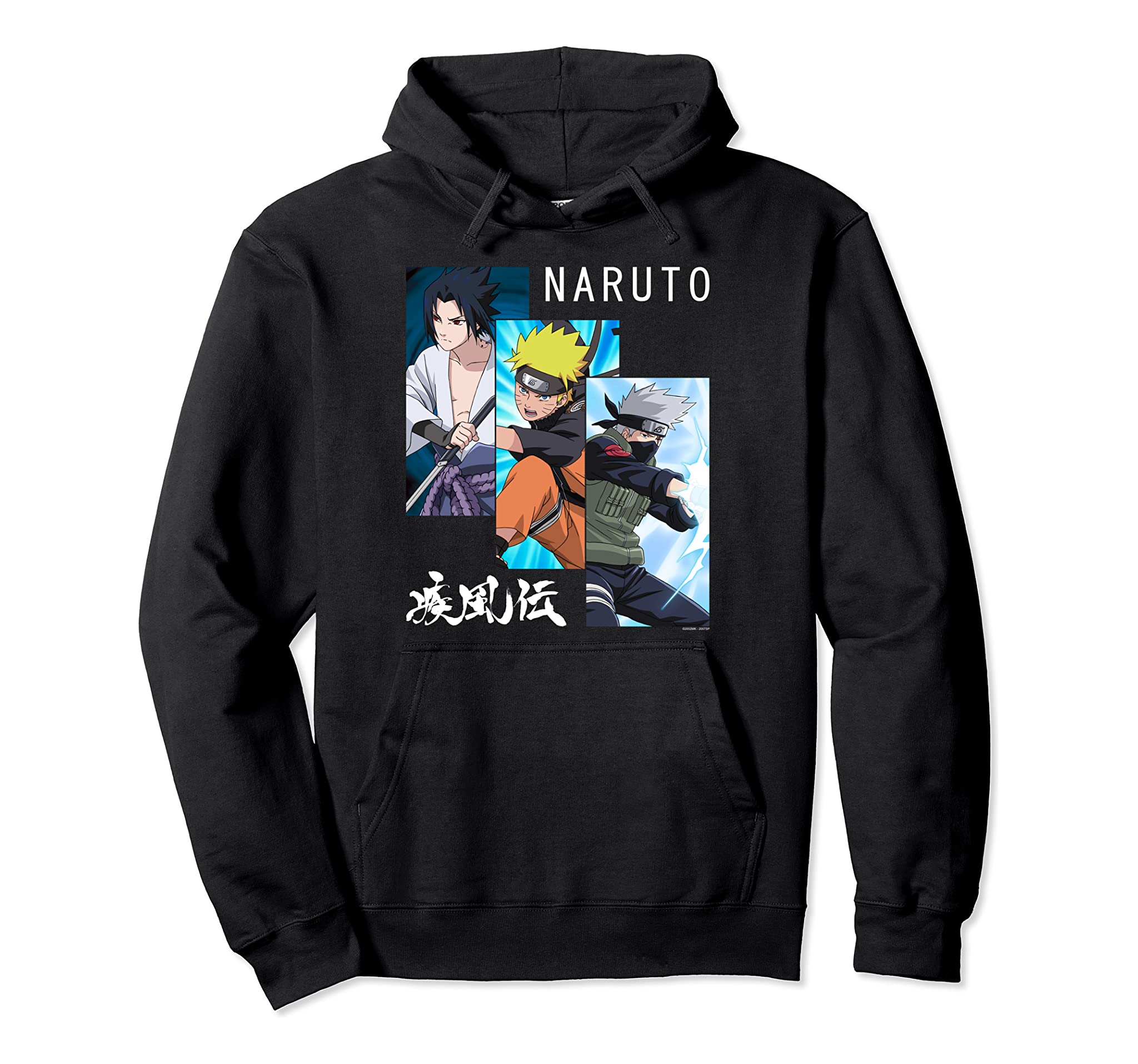 Naruto Shippuden 3 Panels And Kanji Pullover Hoodie