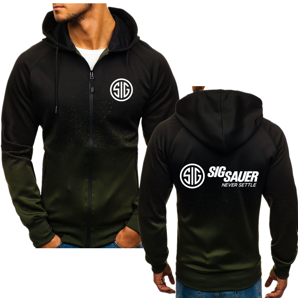 Spring Personality SIG SAUER Logo Print Men Exquisite Hoodie Tops Customizable Logo Men Zipper Hoodie Cardigan Temperament alx