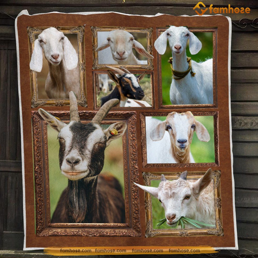 Goat Blanket, Eating Grass Goat Fleece Blanket – Sherpa Blanket Gift For Goat Lover