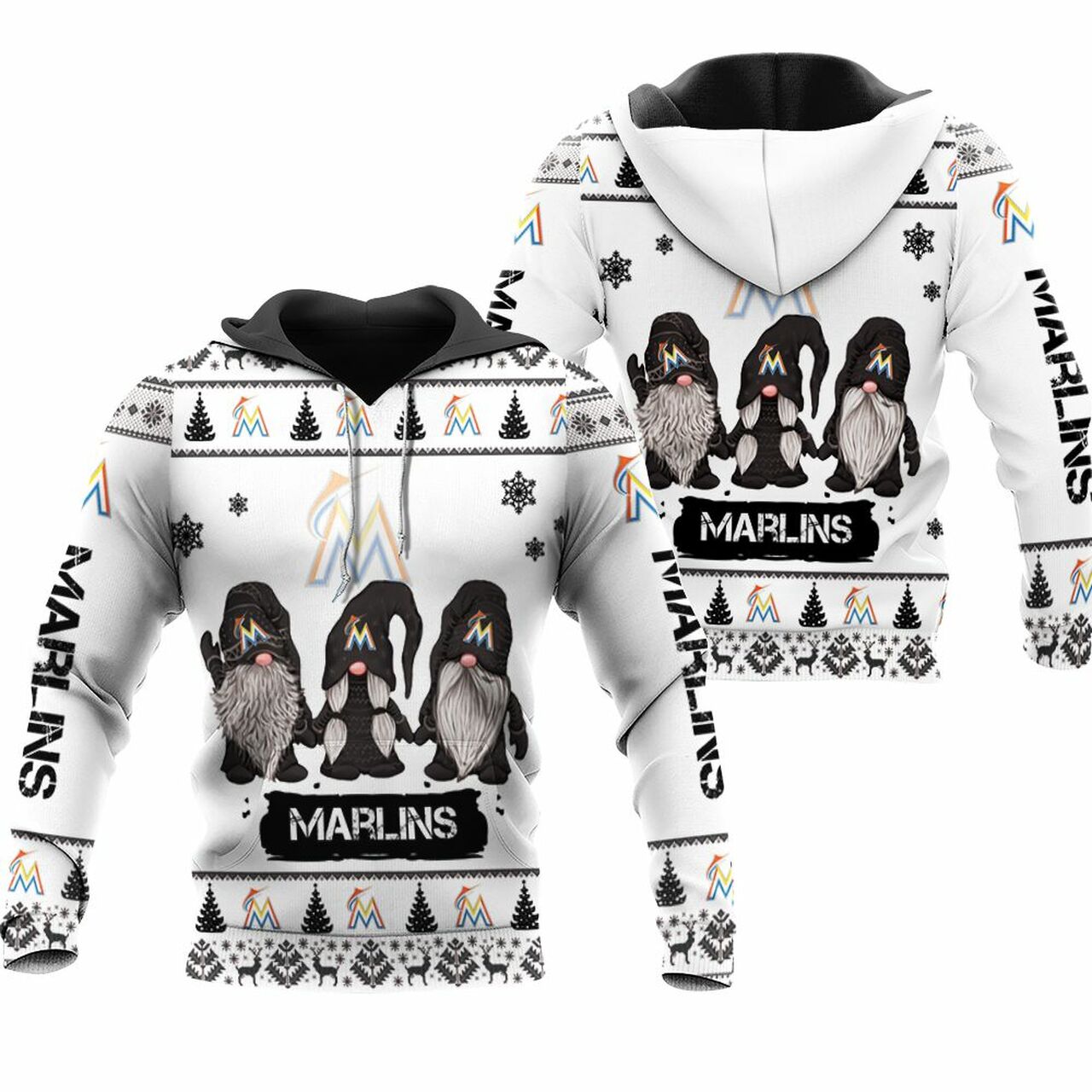 Christmas Gnomes Miami Marlins Ugly Christmas 3D Printed Sweatshirt 3D 3D Hoodie Sweater Tshirt Model 1194