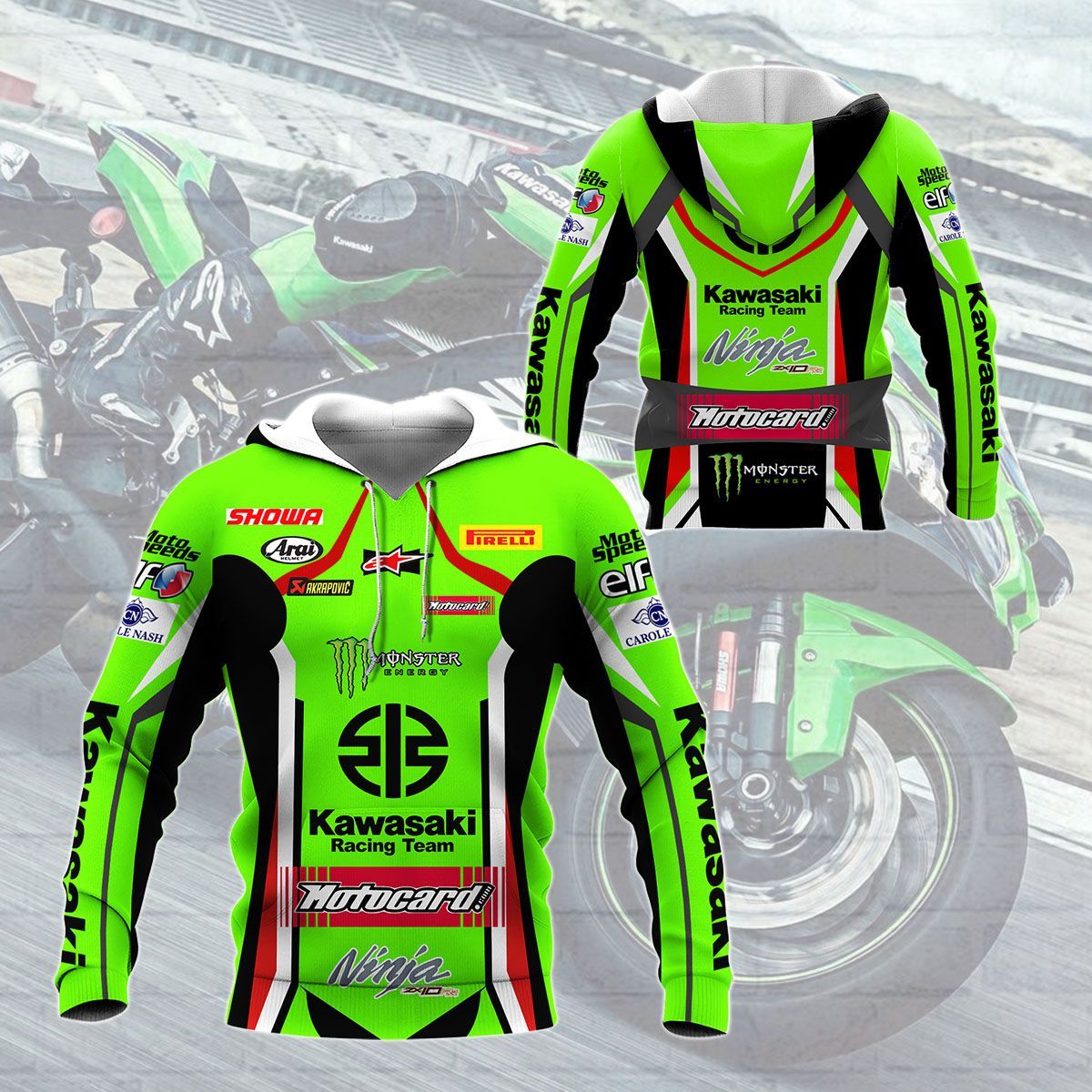 3D All Over Printed Kawasaki Racing NTH-HT Shirts Ver5 (Vivid Green)
