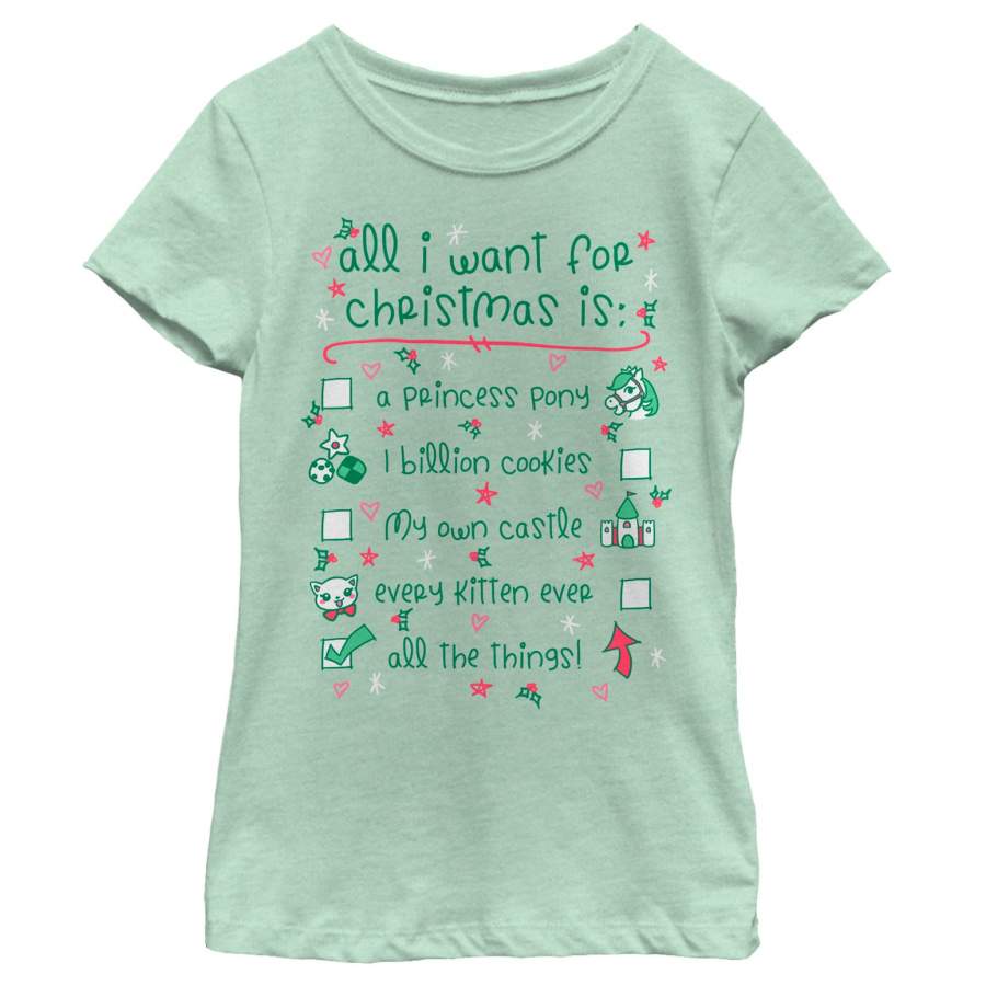 Lost Gods Girl’s Christmas I want All the Things  T Shirt