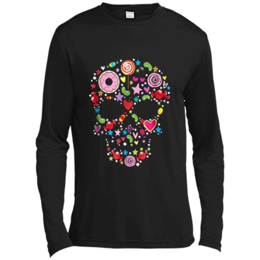 Candy Skull  – Day of the Dead Halloween Tee Long Sleeve Moisture Absorbing Shirt