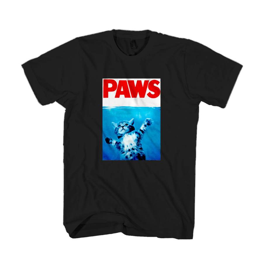 Paws Jaws Movie Kitten Kitty Funny Cute Cat Shark Gift For Him Man’s T-Shirt