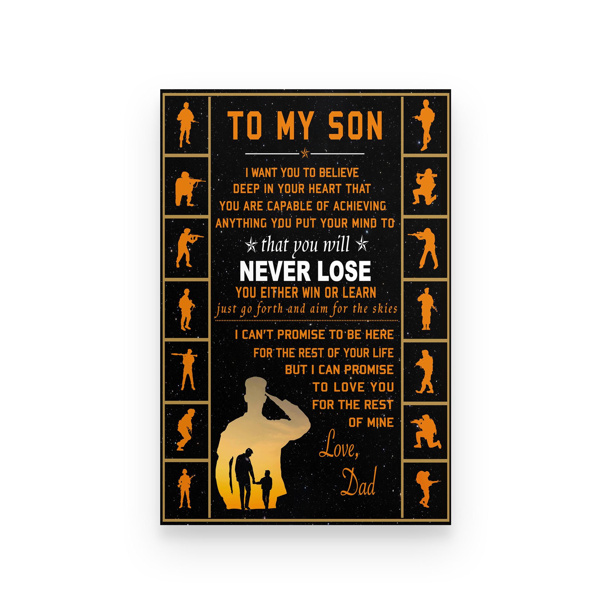 Soldier poster dad to son  never lose