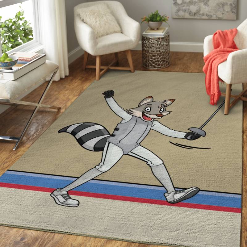 Rug Home Decor Racoon Fencing Sport A – Animal Sport Legends