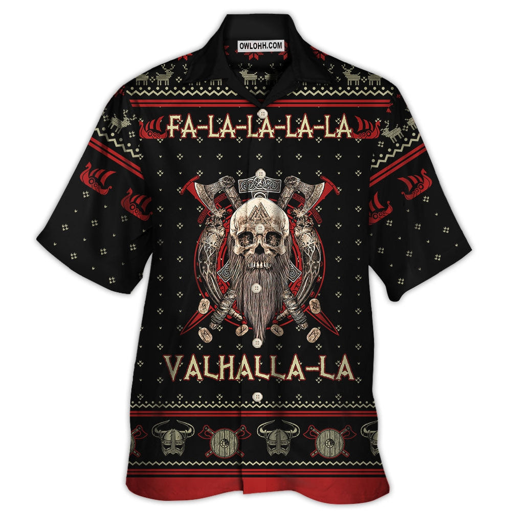 Viking Valhalla Black And Red Fa La La – Hawaiian Shirt  – Owl Ohh