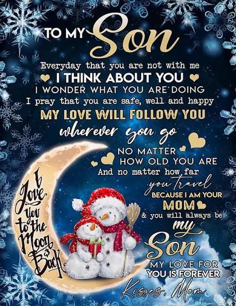 To My Son Everyday That You Are Not With Me Mom Snowmans Premium Fleece Blanket Gift For Son Home Decor Bedding Couch Sofa Soft And Comfy Cozy