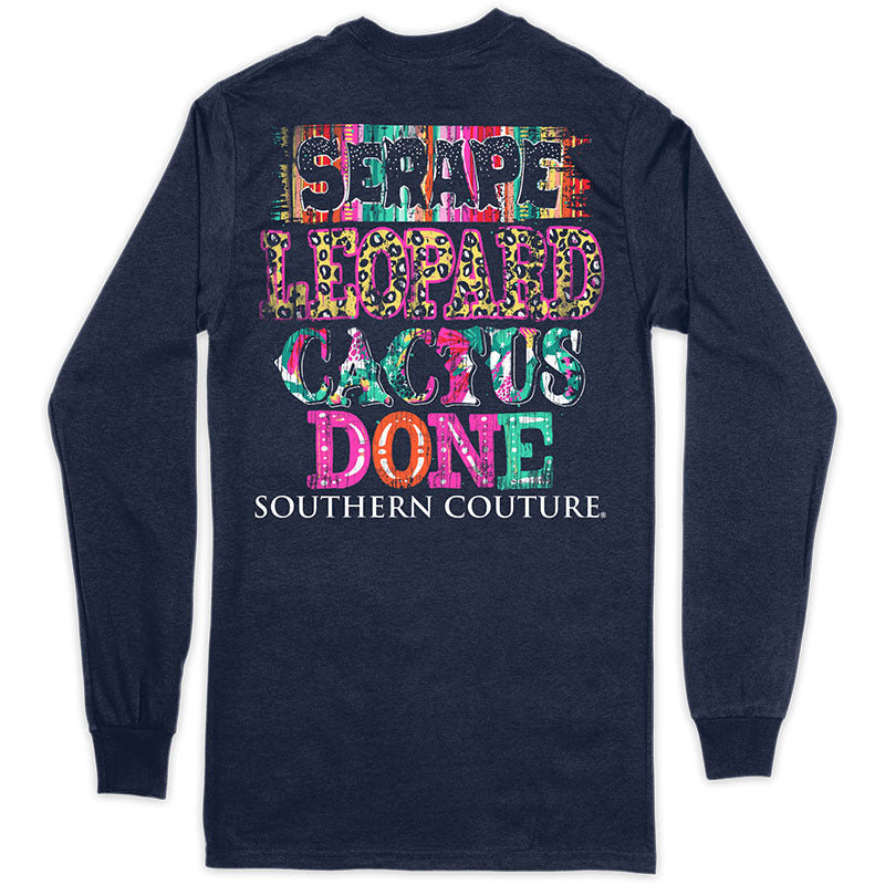 Southern Couture Classic Serape Leopard Cactus Long Sleeve T-Shirt