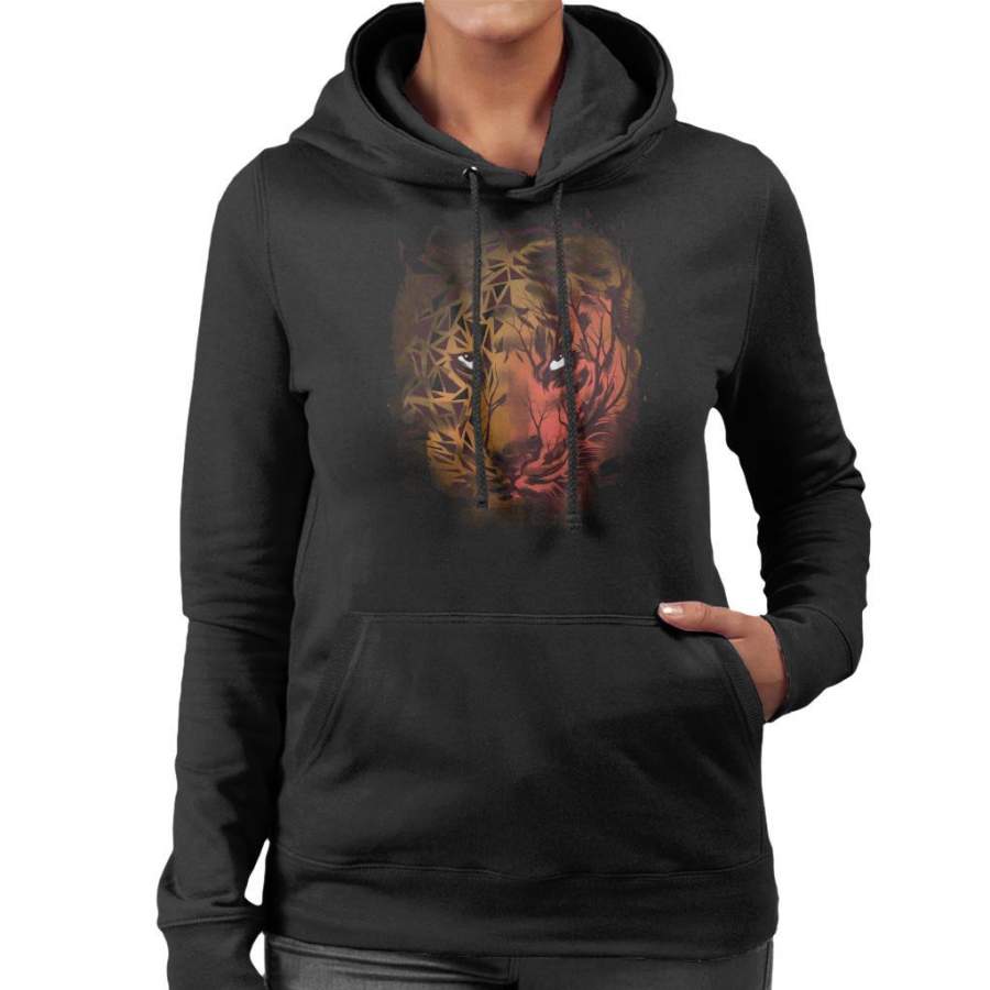 Geometric Tiger Women’s Hooded Sweatshirt