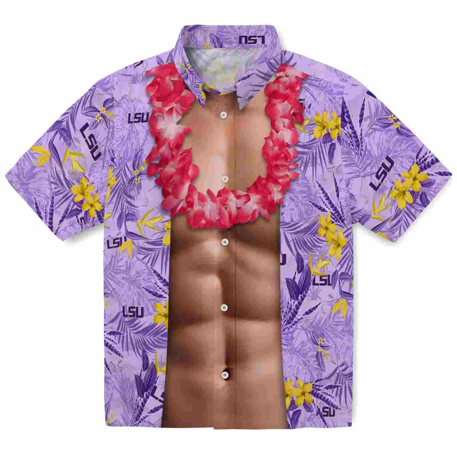Lsu Tigers Chest Illusion Purple Hawaiian Shirt