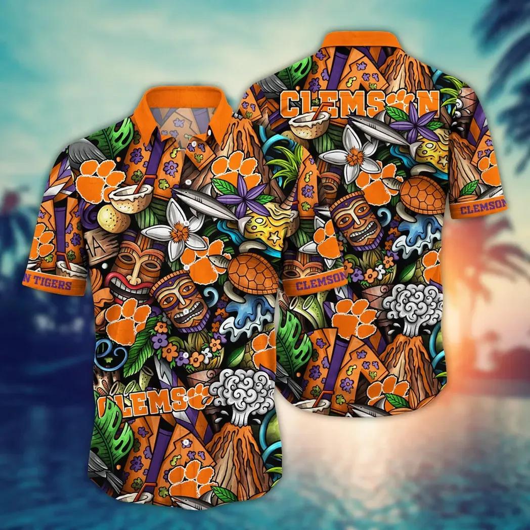 Clemson Tigers Ncaa Flower Aloha Hawaiian Shirt 5, Ncaa Hawaiian Shirt