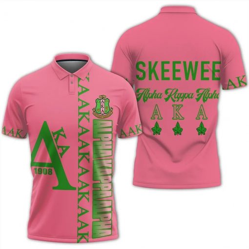 Alpha Kappa Alpha 1908 Aka Skeewee Pink Polo Shirt