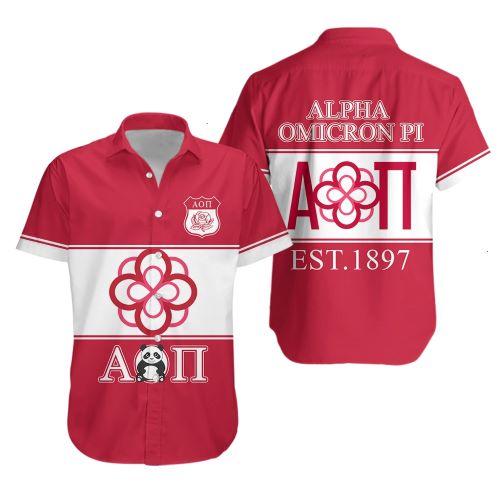 Alpha Omicron Pi Hawaiian Shirt – Panda Symbol – Lt12