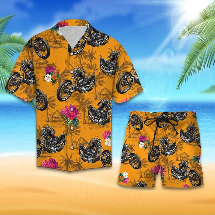 Motorbike Tropical Hawaiian Shirt Set | Unisex | Hs1030