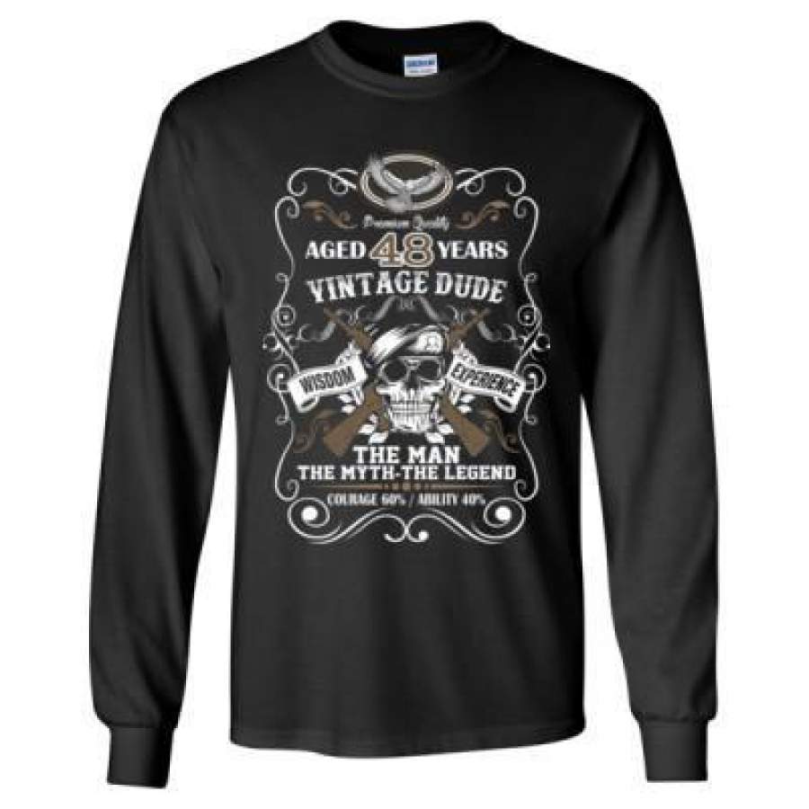 AGR Aged 48 Years Vintage Dude Wisdom Experience The Man The Myth The Legend Courage 60% Ability 40% – Long Sleeve T-Shirt