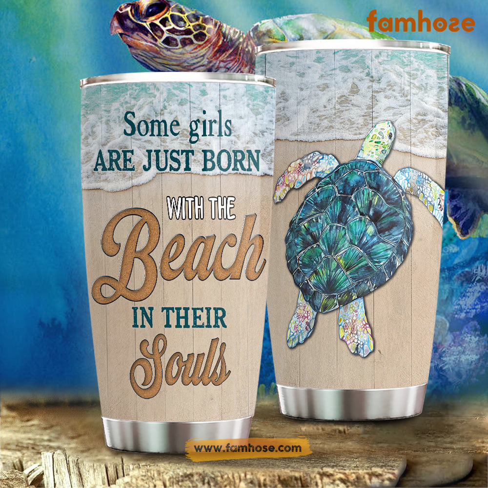 Funny Turtle Tumbler Some Girls Are Just Born With The Beach Gift For Turtle Lovers