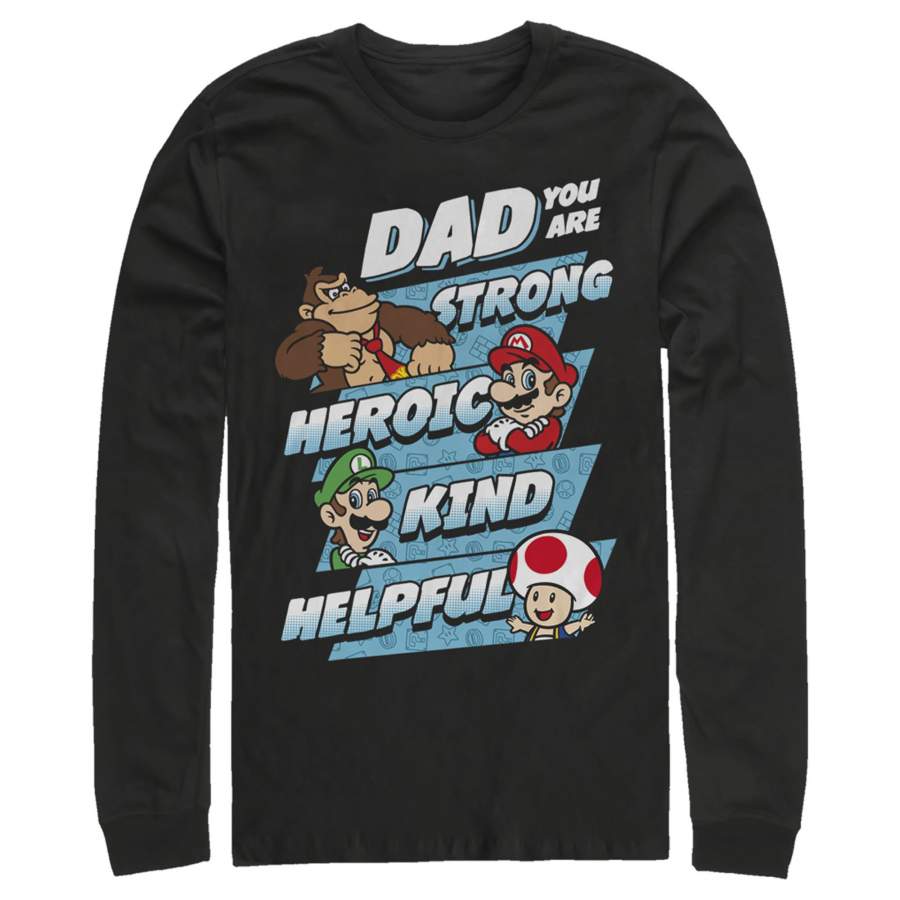 Nintendo Men’s Father’s Day Mario Dad Qualities  Long Sleeve Shirt