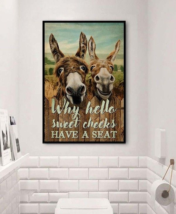 Why Hello Sweet Cheeks Have A Seat Horse Animals  Home Living Room Wall Decor Vertical Poster Canvas G95