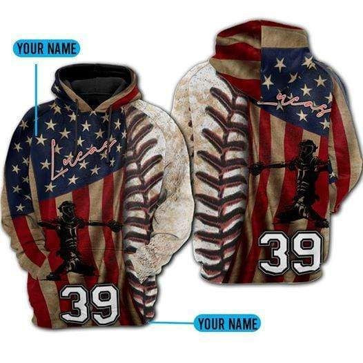 Baseball Catcher Player Vintage Hoodie 3D