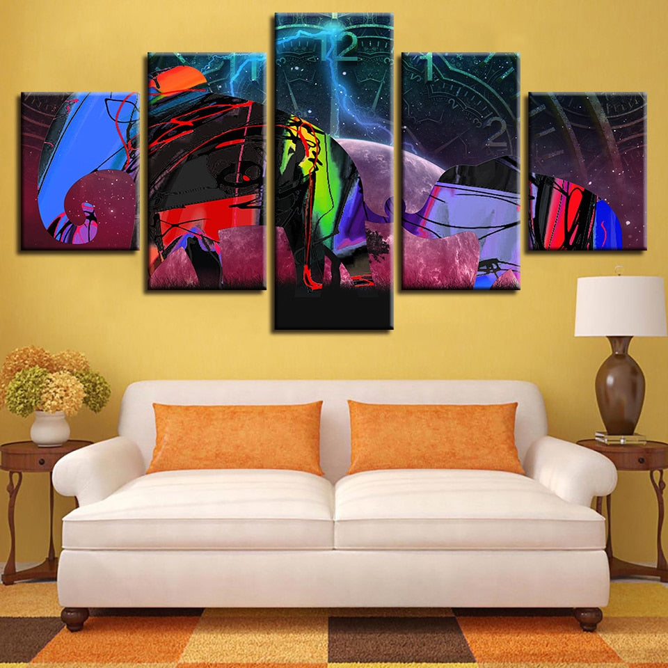 Abstract Elephant Graffiti 5 Piece Hd Multi Panel Canvas Wall Art Frame