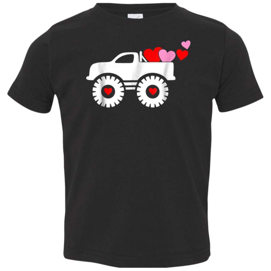 Valentine Monster Truck Loads of Love Hearts TShirt Gift 3321 Rabbit Skins Toddler Jersey T-Shirt