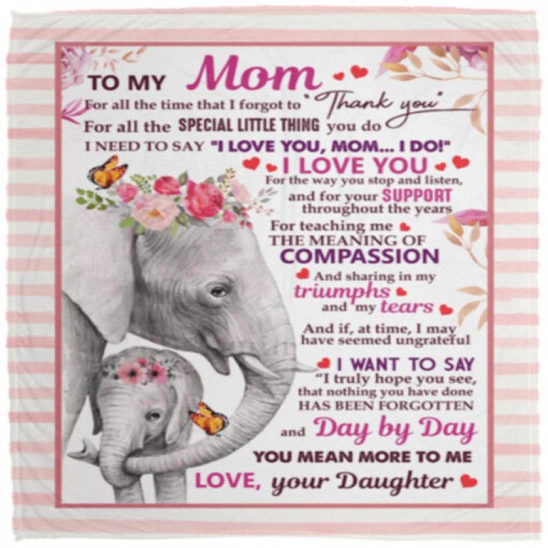 homesweetquilt – Elephant To Mom For All The Times That I Forgot To Thank You Sofa fleece blanket, Small, Medium, Large, X-large, hf1108