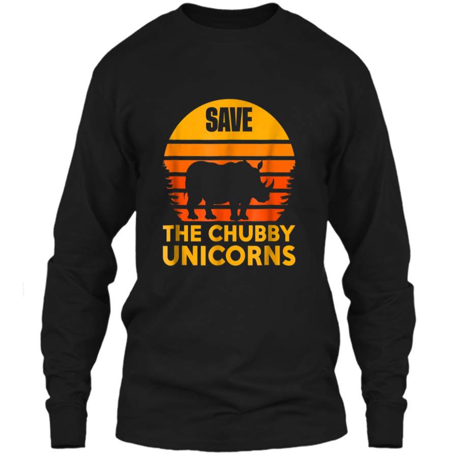 Retro Vintage Save The Chubby Unicorns Animal Lovers LS Ultra Cotton Tshirt