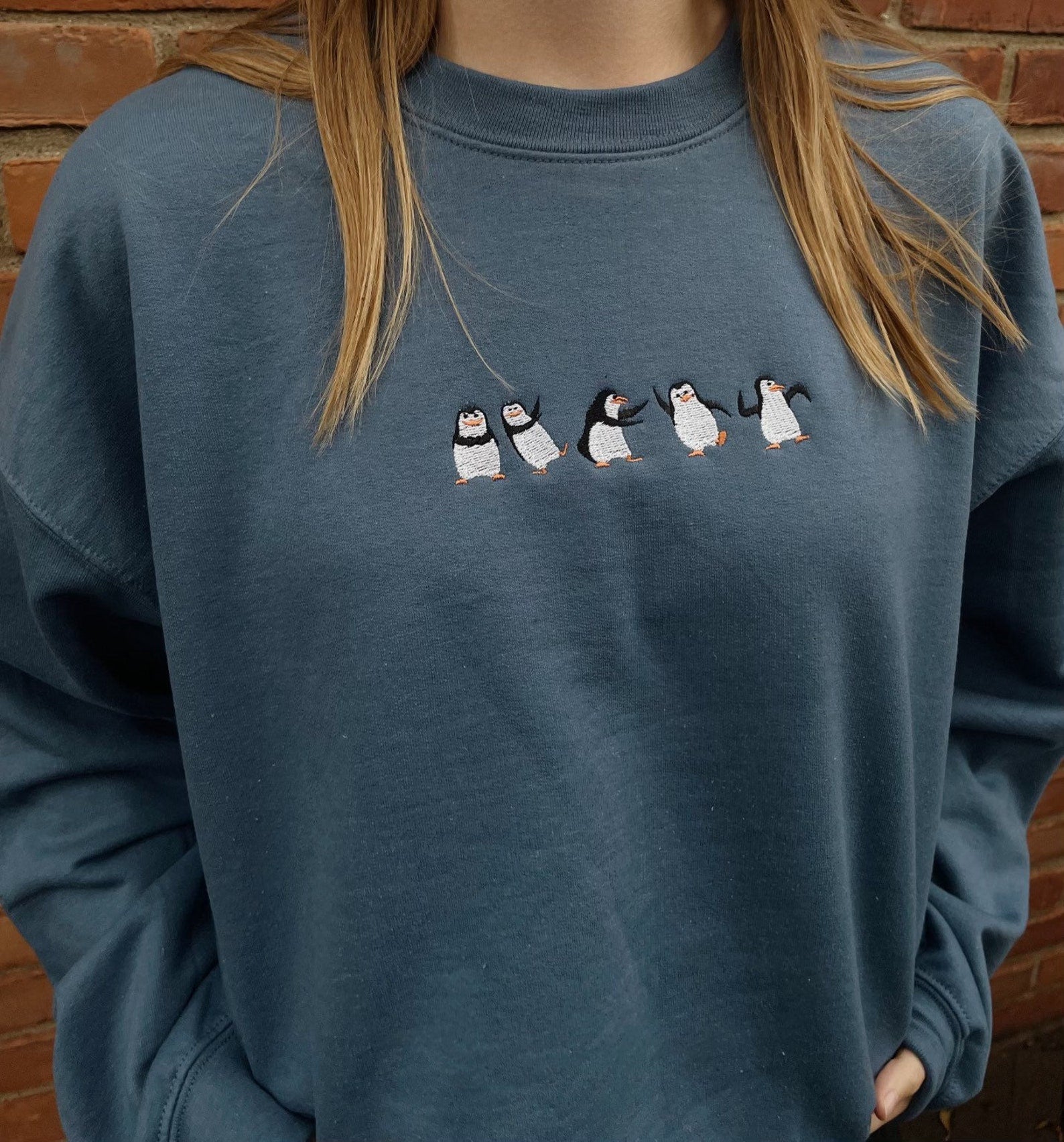 Penguin Embroidered Halloween Sweatshirt 2D Crewneck Sweatshirt All Over Print Sweatshirt For Women Sweatshirt For Men Sws3365