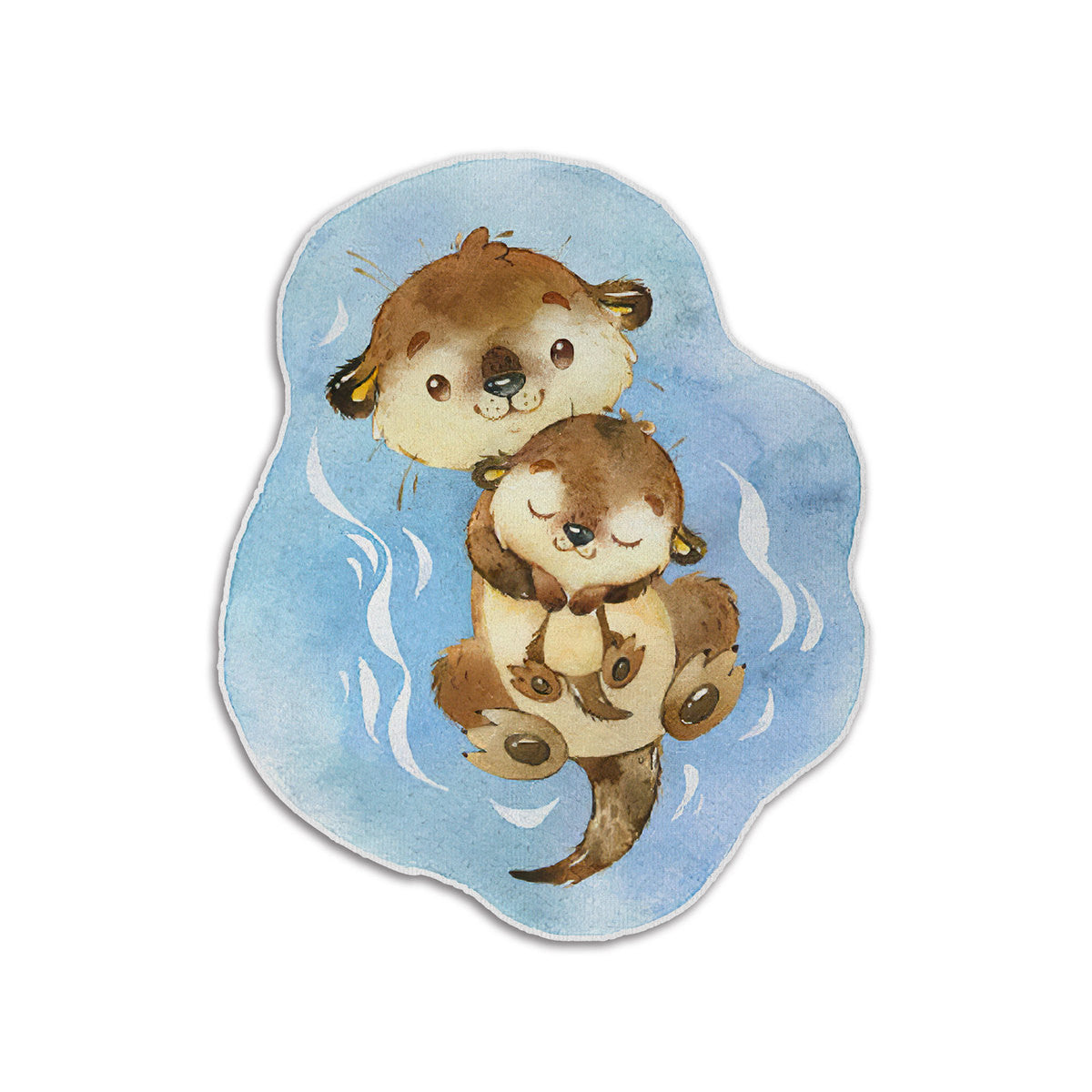 Gearhumans 3D Otter Mom And Baby Custom Shaped Doormat