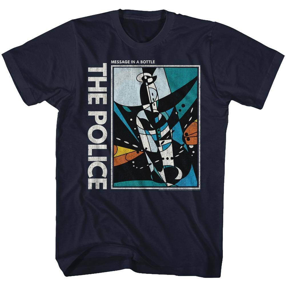 The Police Message In A Bottle Navy Adult T-Shirt