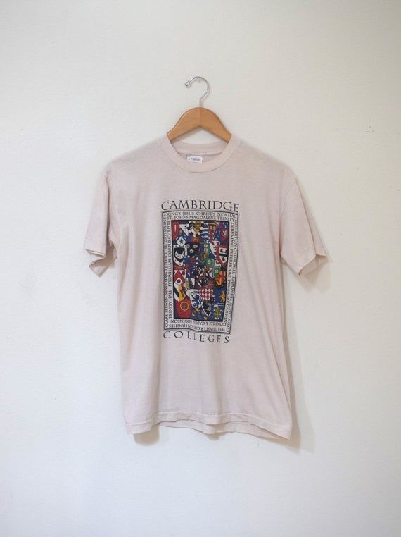 Vintage Cambridge Colleges Shirt 90S Collegiate Tee Ireland Irish Shirt