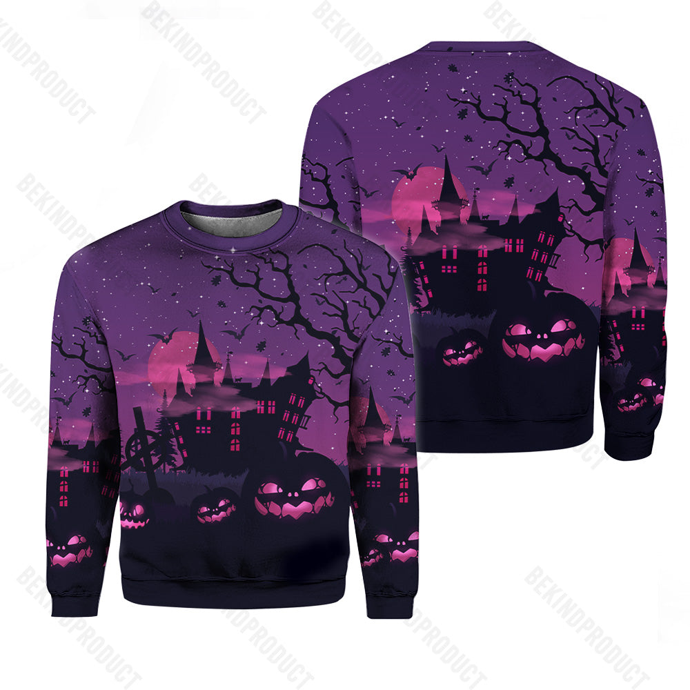 Haunted House Halloween Crewneck Sweatshirt All Over Print Sweatshirt For Women Sweatshirt For Men