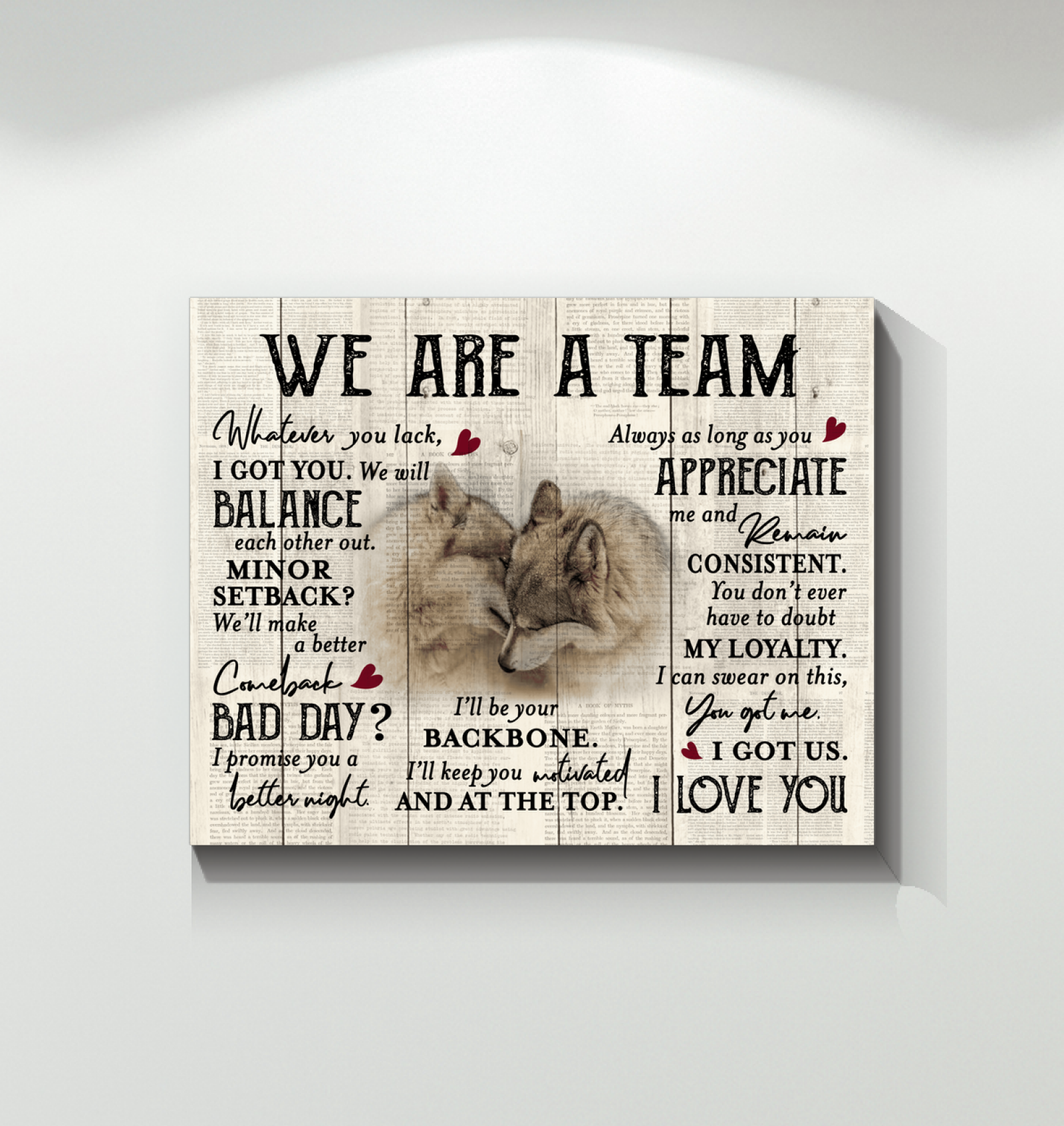 Wolf We’Re A Team Premium Wall Art Canvas