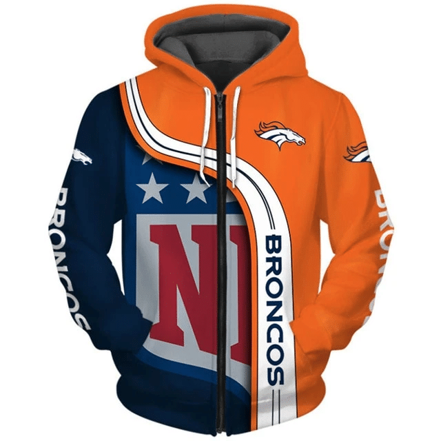 Denver Broncos Curved Stripes 53 Unisex 3D Hoodie Gift For Fans