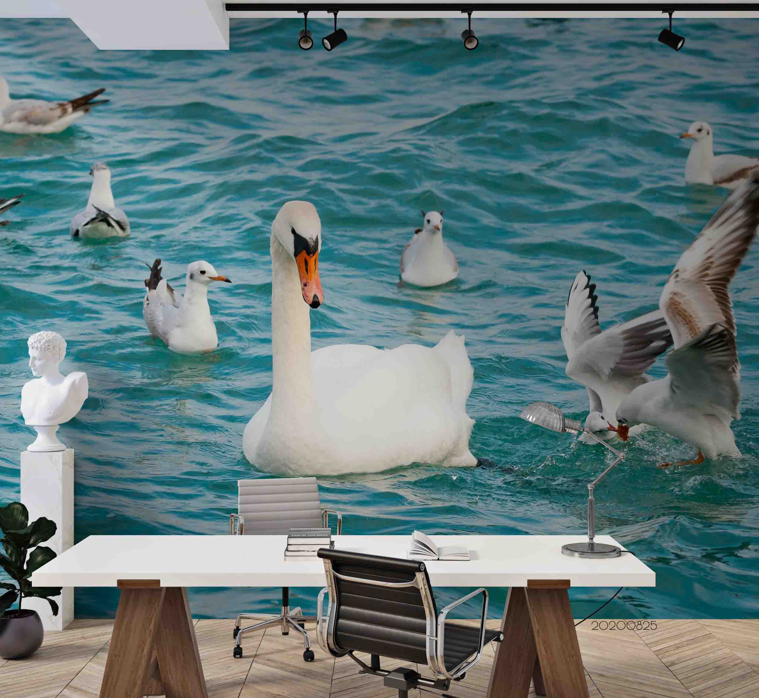 3D Lake Animal White Goose Wall Mural Wallpaper Lqh 47