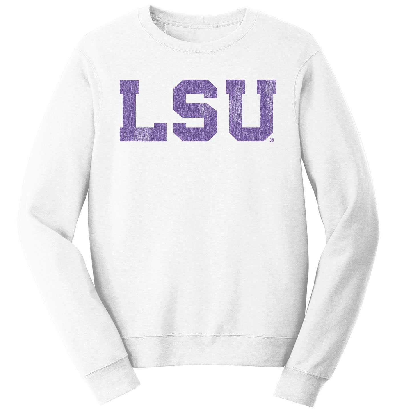 B&B Dry Goods Lsu Tigers Athletic Block Fleece Crewneck Sweatshirt – White