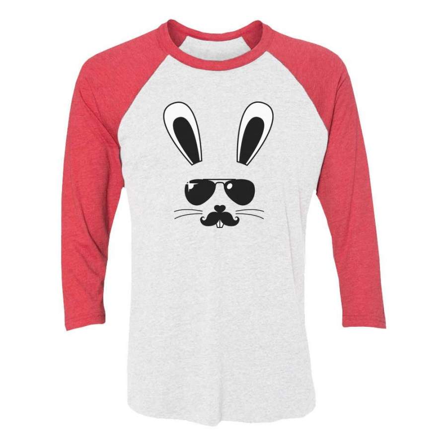 Cool Easter Bunny Face 3/4 Sleeve Baseball Jersey Shirt