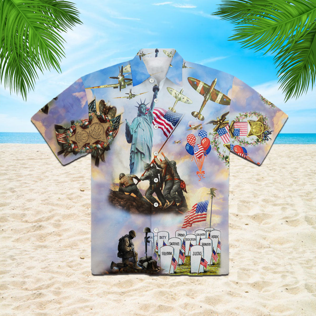 Oragontee Happy Independence Day Veteran Hawaii Shirt For Men Women Adult Ha21765