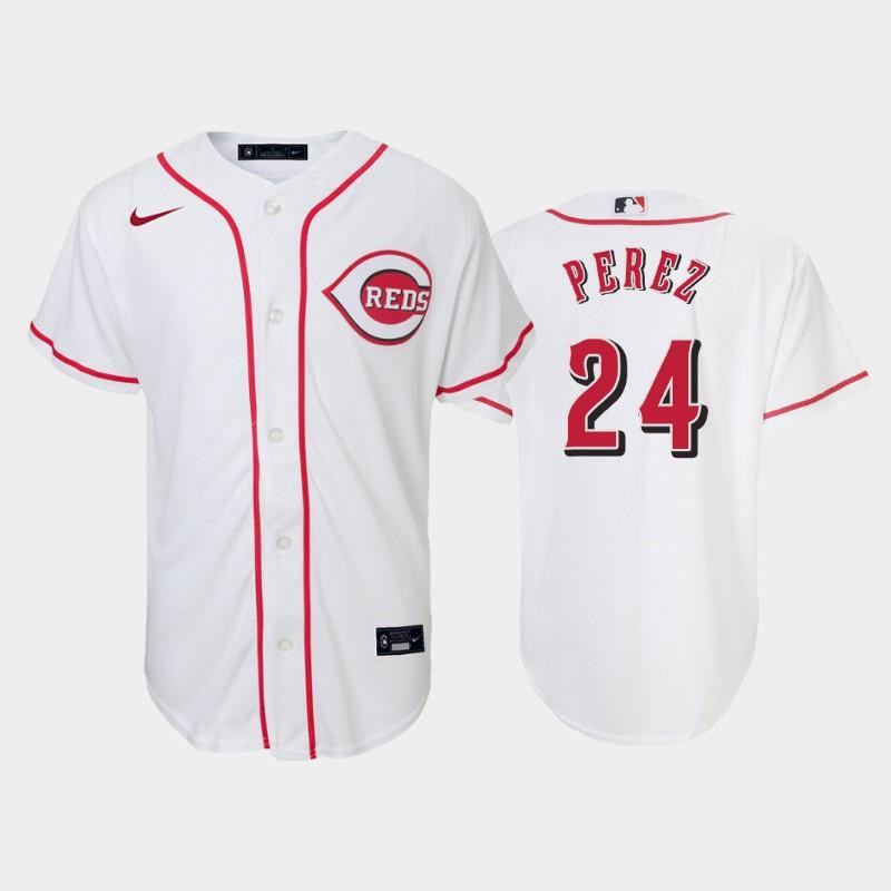 24 Tony Perez Youth Reds Home White Jersey