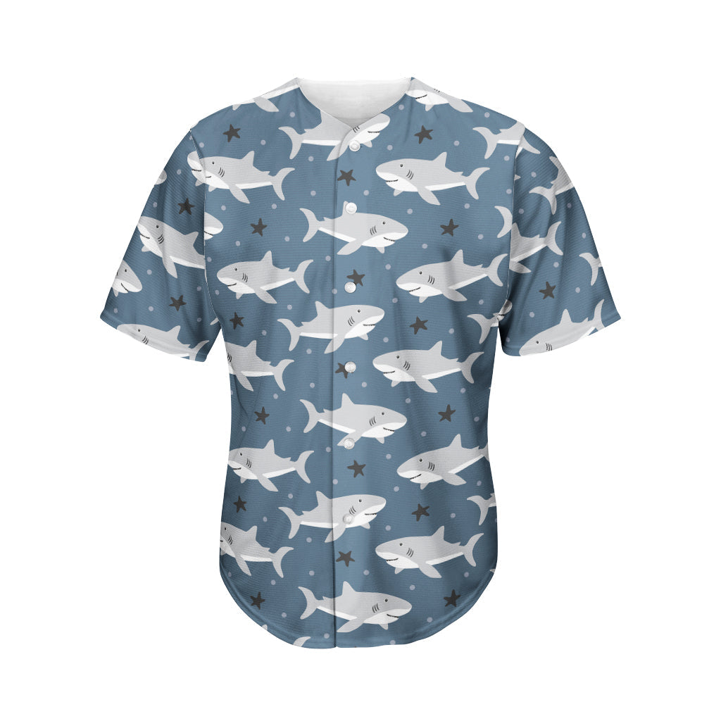 Cute White Shark Pattern Print Men’S Baseball Jersey 3D Print