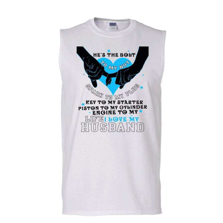 He’s The Bolt To My Nut T Shirt, Couple T Shirt, Awesome t-shirts (Men’s Cotton Sleeveless)