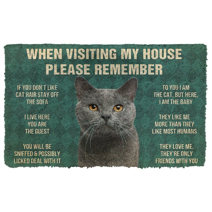 Waybackapparel Please Remember Chartreux Cats House Rules Custom 3D Doormat