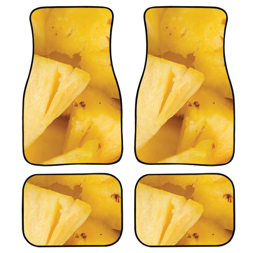 Yellow Pineapple Pieces Print Front And Back Car Floor Mats, Front Car Mat