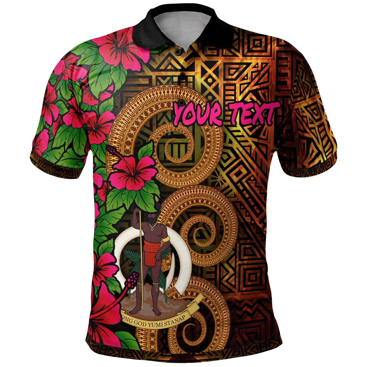 Vanuatu Polynesian Custom Personalised Polo Shirt – Hibiscus Vintage – BN12