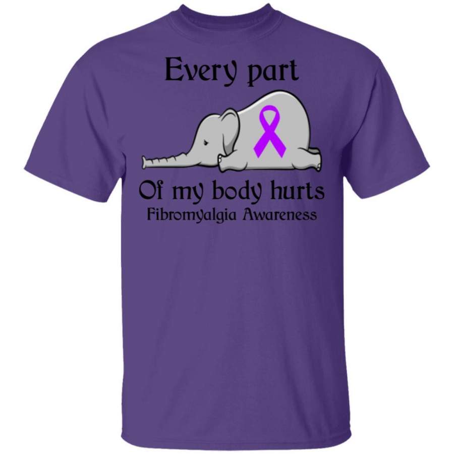 Every part of my body hurts fibromyalgia awareness ribbon elephant shirts